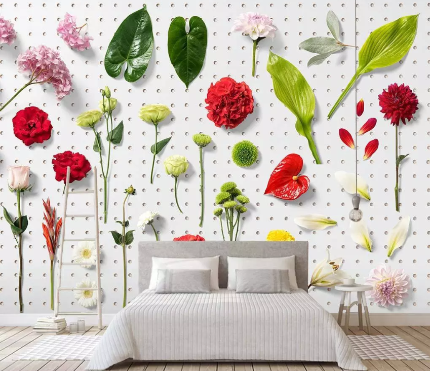 3D Branch Leaves Flowers 1547 Wallpaper AJ Wallpaper 2