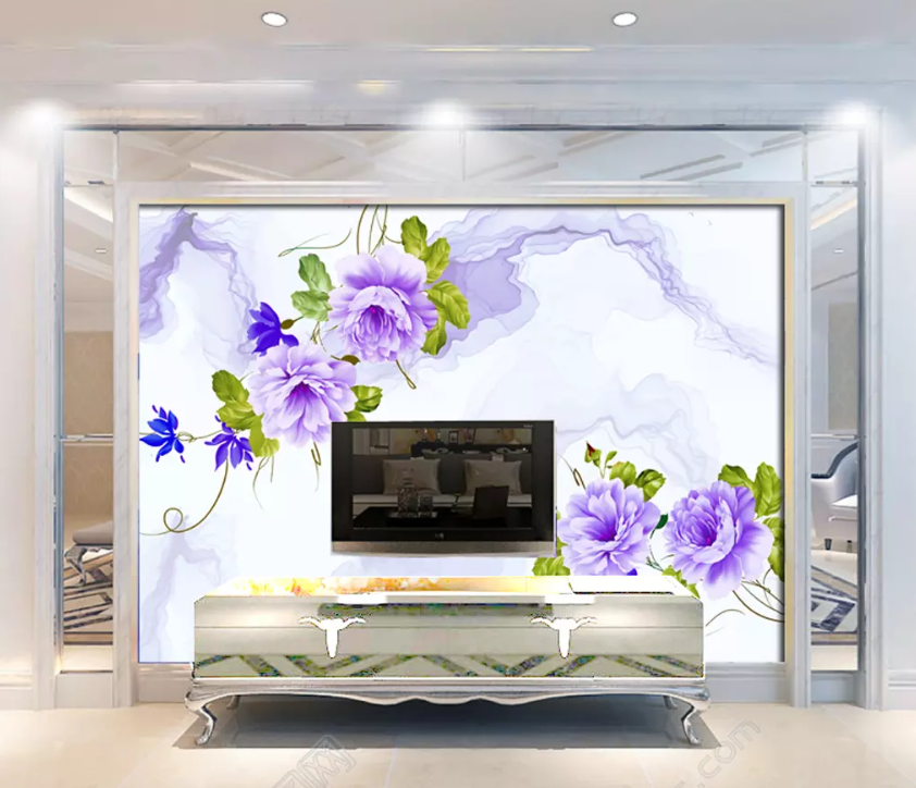3D Velvet Flower Butterfly 1525 Wallpaper AJ Wallpaper 2