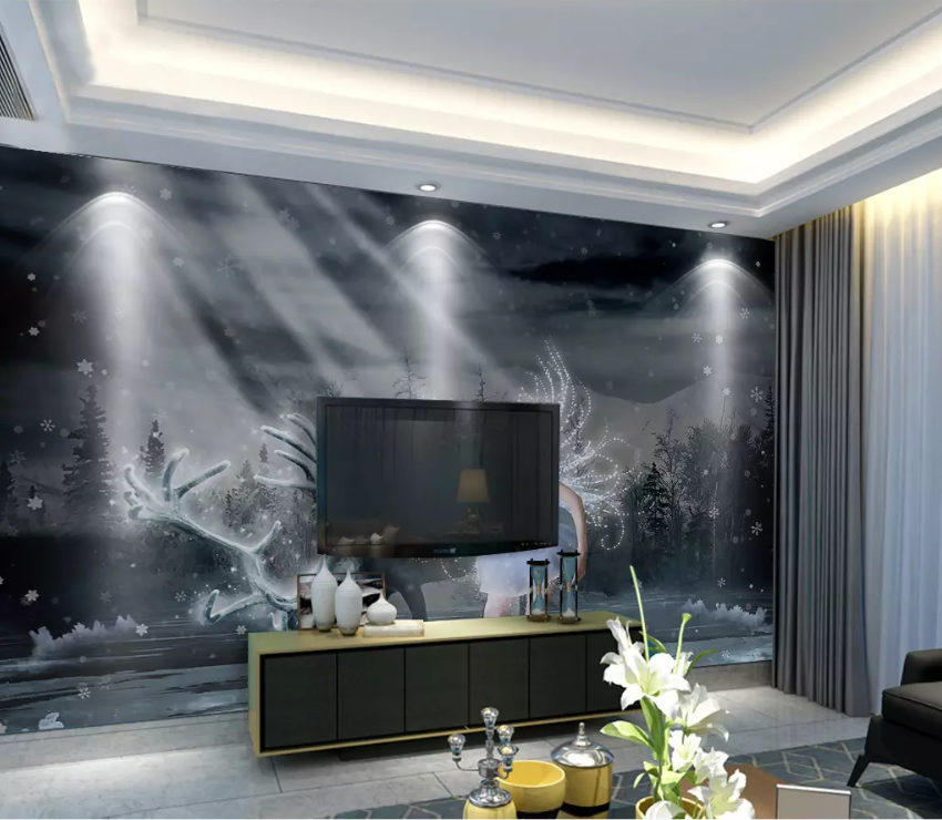 3D Angel Snowflake Deer 1485 Wallpaper AJ Wallpaper 2