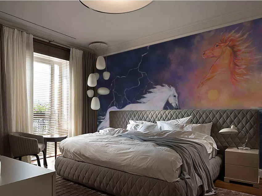 3D Lightning Running Horse 1484 Wallpaper AJ Wallpaper 2