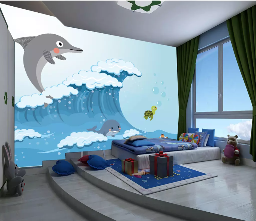 3D Wave Dolphin Jumping 1473 Wallpaper AJ Wallpaper 2