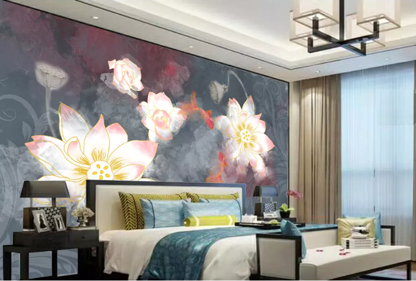 3D Powder Lotus 1470 Wallpaper AJ Wallpaper 2