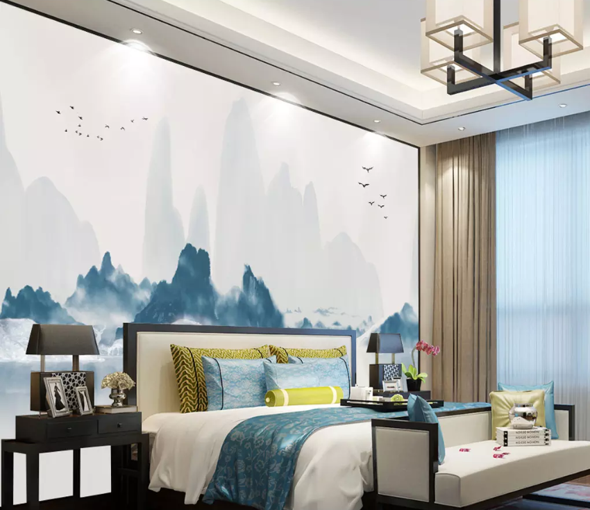 3D Lake Water Mountain Boat 1461 Wallpaper AJ Wallpaper 2