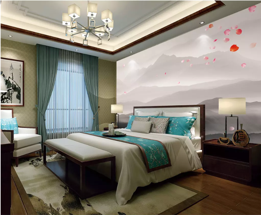 3D Hazy Mountain Petals 1442 Wallpaper AJ Wallpaper 2