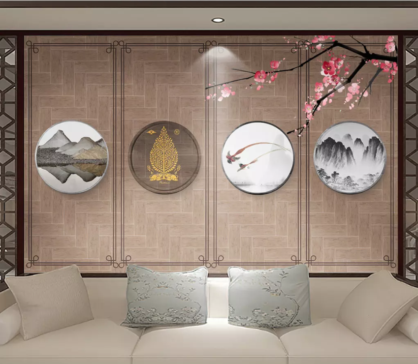 3D Round Ink Painting Plum Blossom 1441 Wallpaper AJ Wallpaper 2