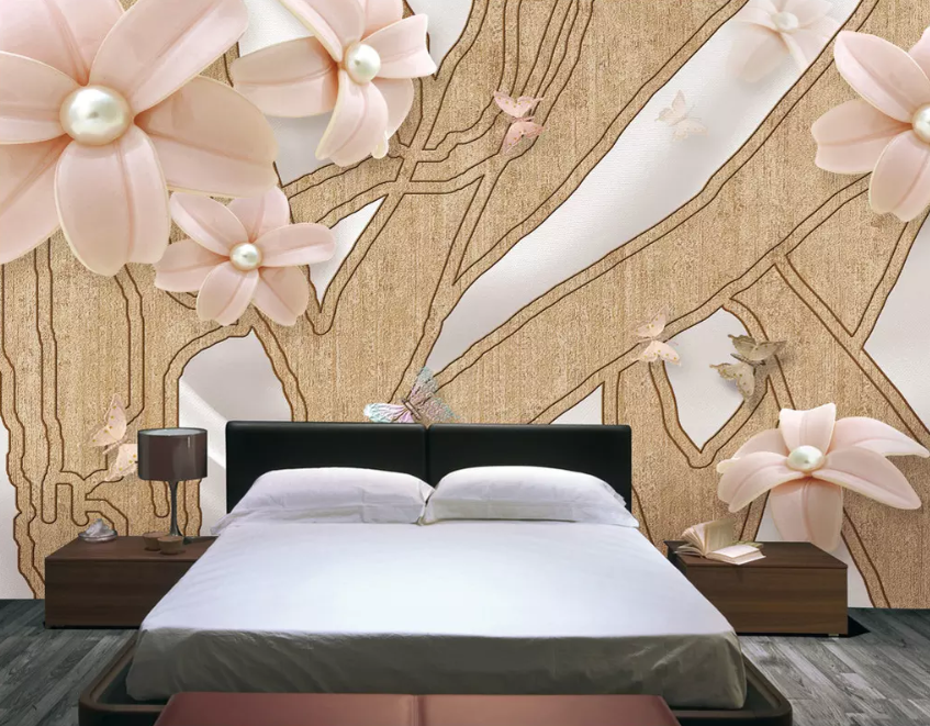 3D Pearl Flower Products 1434 Wallpaper AJ Wallpaper 2