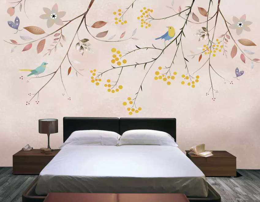 3D Fluttering Flower Bird 1431 Wallpaper AJ Wallpaper 2