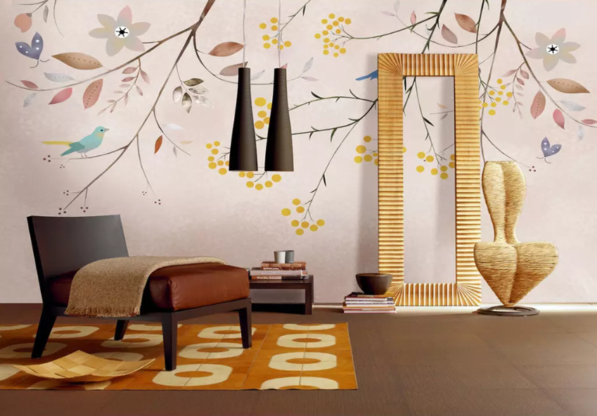 3D Fluttering Flower Bird 1431 Wallpaper AJ Wallpaper 2