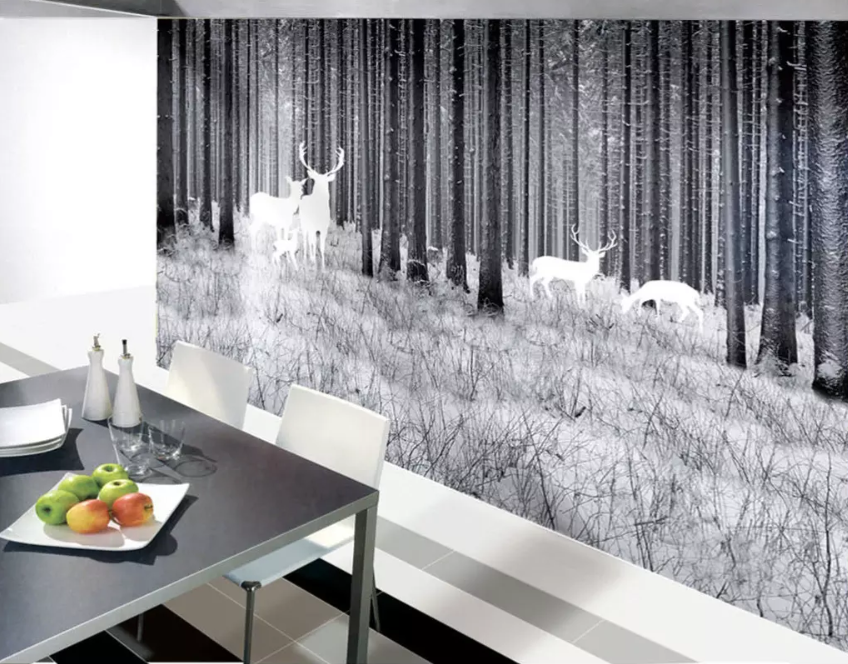 3D White Shadow Deer Woods 1408 Wallpaper AJ Wallpaper 2