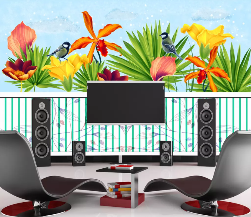 3D Lily Bird Foraging 1403 Wallpaper AJ Wallpaper 2