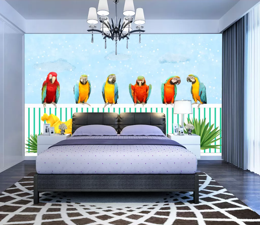 3D Leisurely Parrot 1401 Wallpaper AJ Wallpaper 2