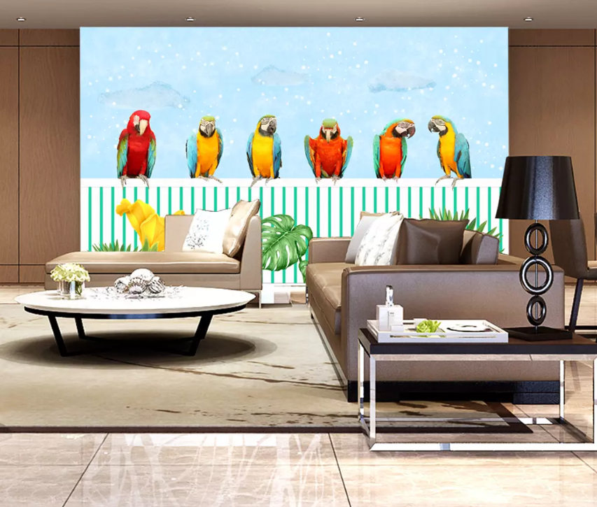 3D Leisurely Parrot 1401 Wallpaper AJ Wallpaper 2