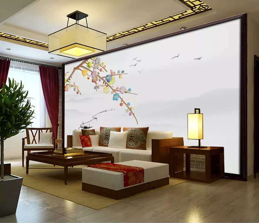 3D Color Flower Boat 1392 Wallpaper AJ Wallpaper 2