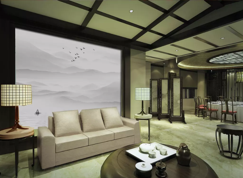 3D Distant Mountain Boat 1390 Wallpaper AJ Wallpaper 2