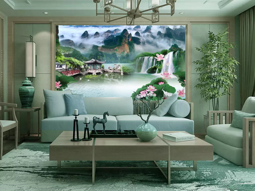 3D Waterfall Pavilion 1375 Wallpaper AJ Wallpaper 2