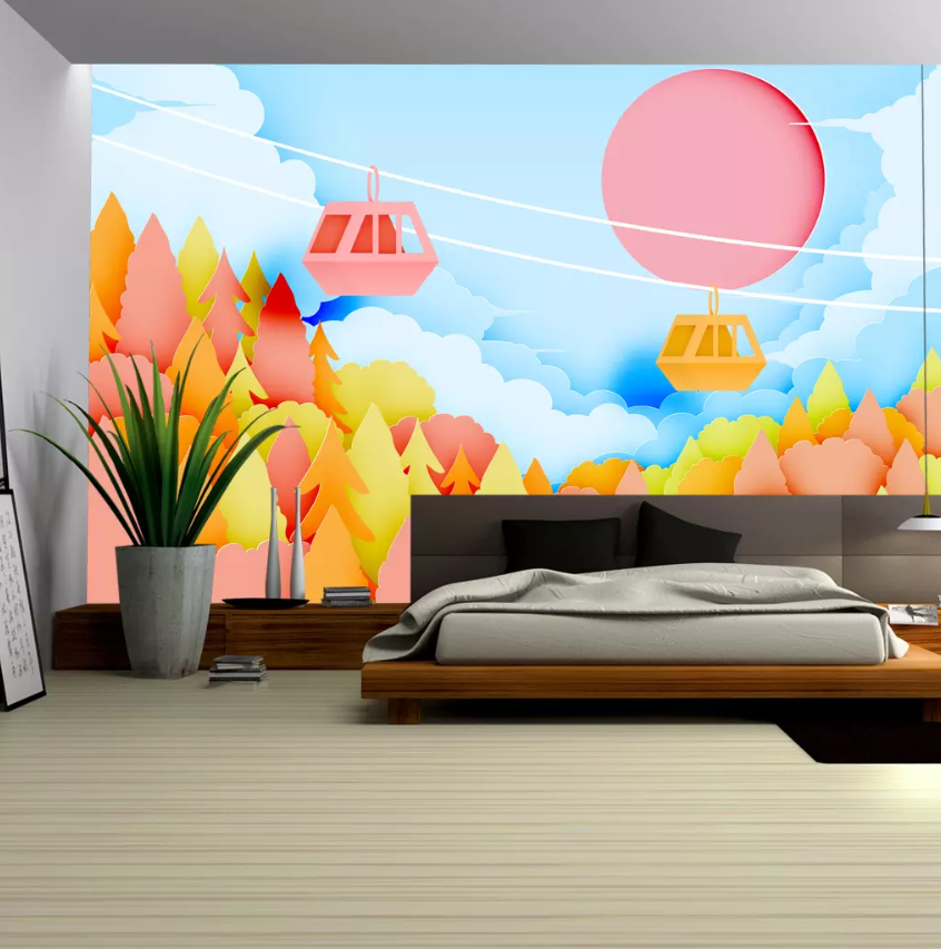 3D Autumn Maple Play 1367 Wallpaper AJ Wallpaper 2