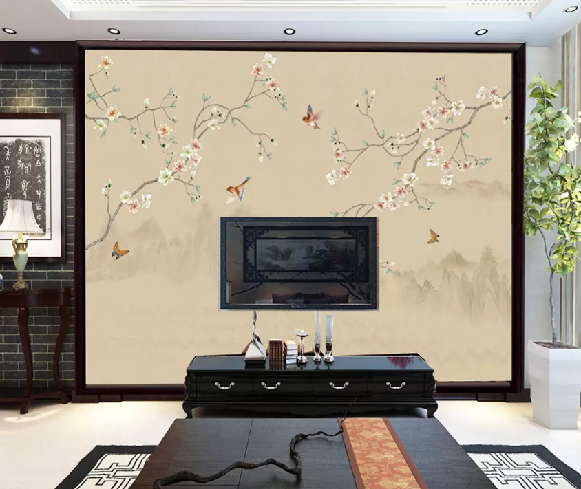 3D Flying Bird Flower 1364 Wallpaper AJ Wallpaper 2