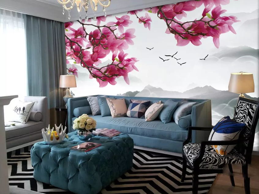 3D Safflower Mountain Hazy 1363 Wallpaper AJ Wallpaper 2