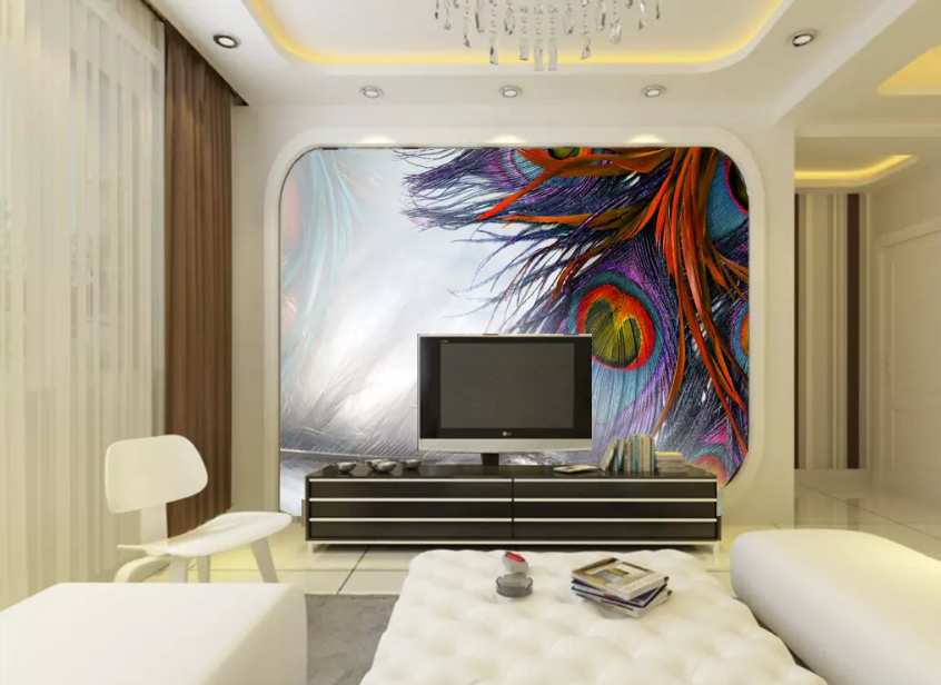 3D Red Peacock Feather 1360 Wallpaper AJ Wallpaper 2