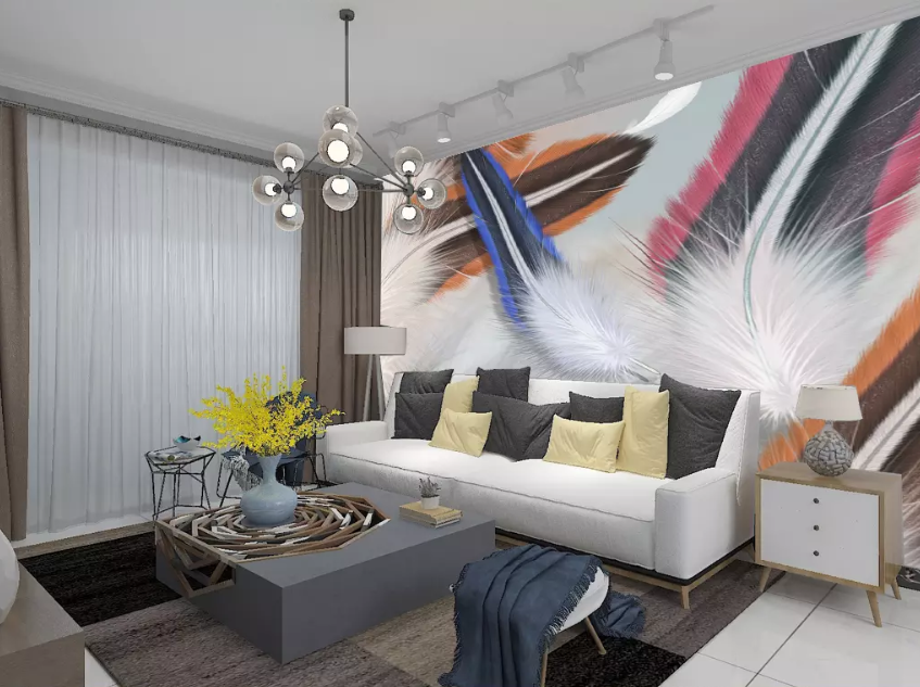 3D Blue Feather Fluff 1359 Wallpaper AJ Wallpaper 2