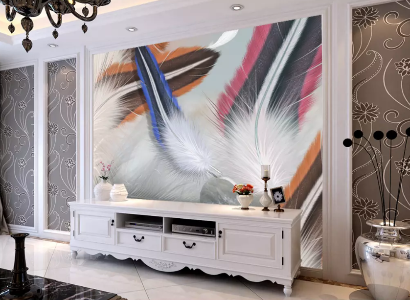 3D Blue Feather Fluff 1359 Wallpaper AJ Wallpaper 2