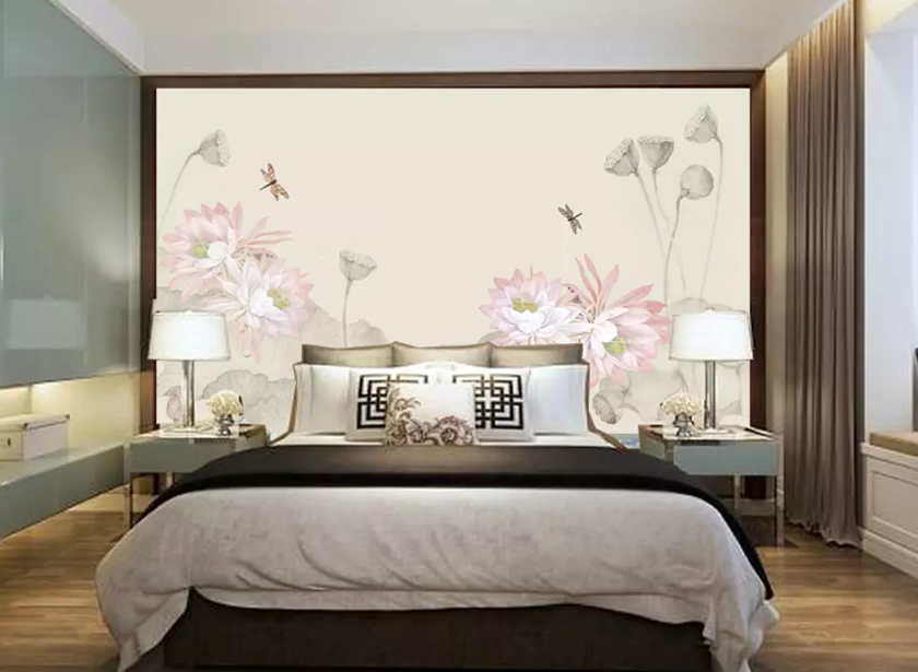 3D Dragonfly Lotus Seed 1346 Wallpaper AJ Wallpaper 2