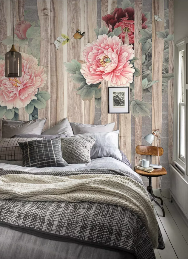 3D Wooden Bar Flower 1333 Wallpaper AJ Wallpaper 2