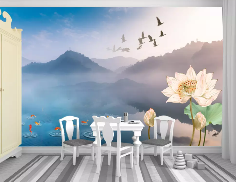 3D Lotus Seed Fish 1329 Wallpaper AJ Wallpaper 2