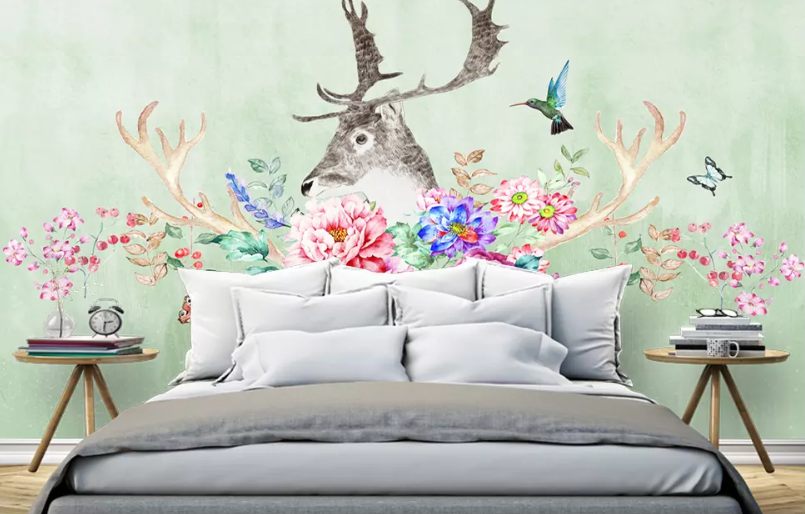 3D Antler Flower 1327 Wallpaper AJ Wallpaper 2