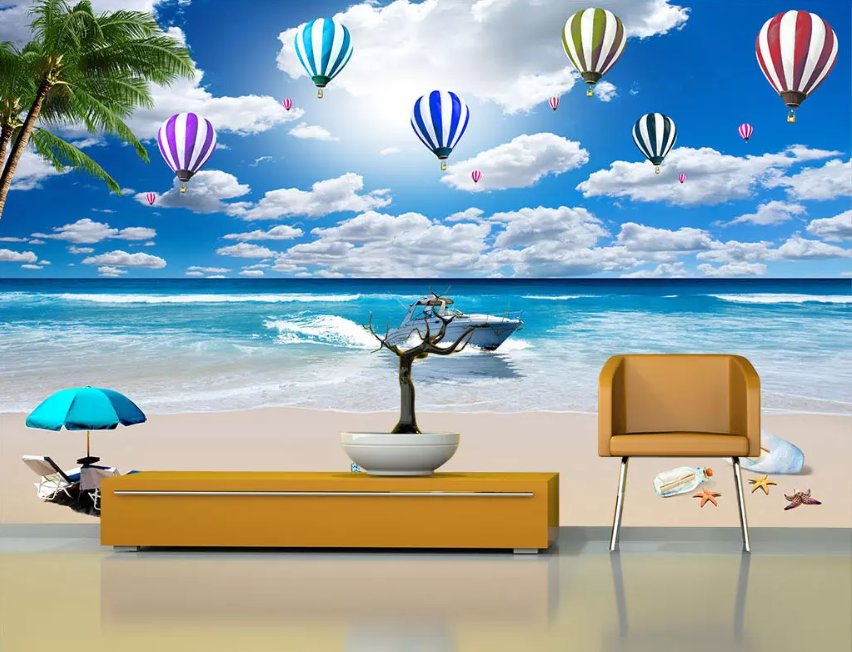 3D Beach Boat Drift Bottle 1305 Wallpaper AJ Wallpaper 2