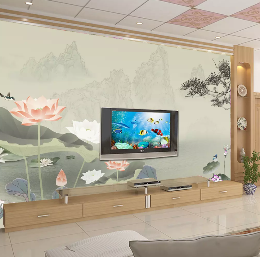 3D Beautiful Lotus Pond 1259 Wallpaper AJ Wallpaper 2