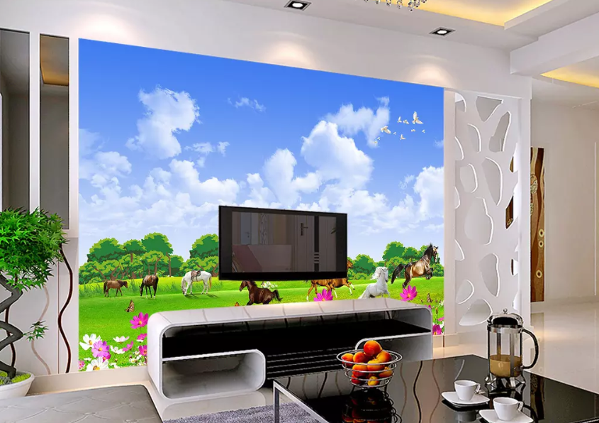 3D Lawn Free Horse 1242 Wallpaper AJ Wallpaper 2
