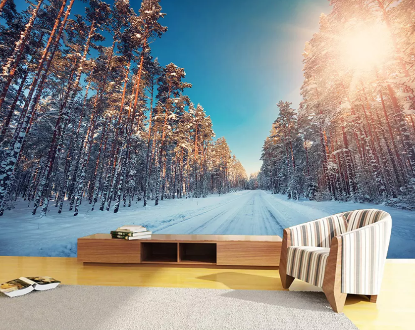3D Sunny Snow Forest 1212 Wallpaper AJ Wallpaper 2