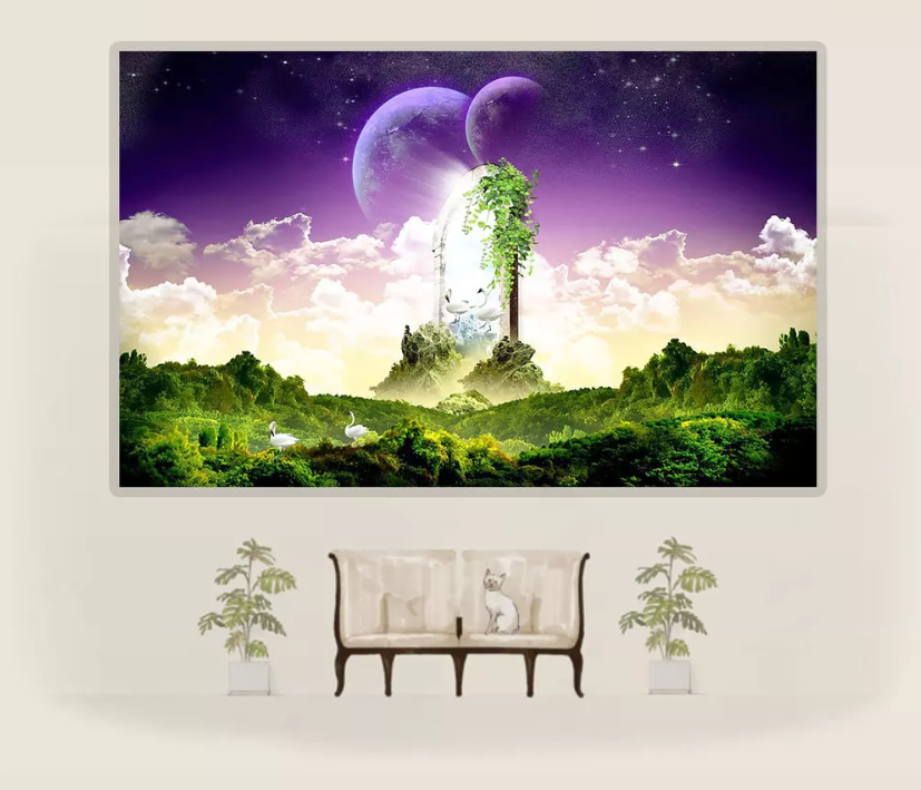 3D Moon Woods Swan 1197 Wallpaper AJ Wallpaper 2