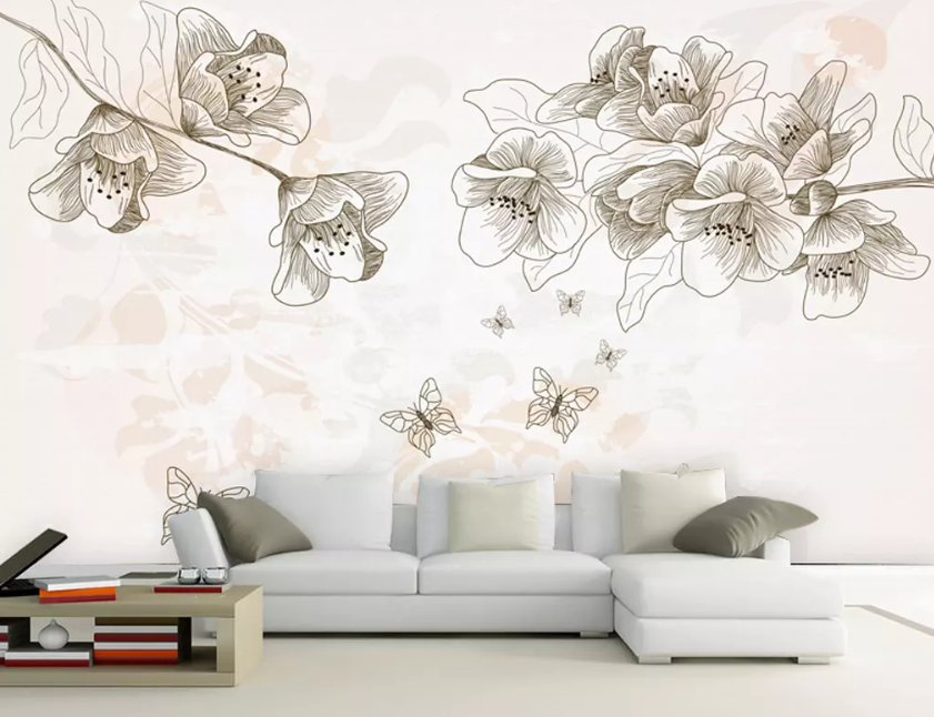 3D Sketch Butterfly Flower 1190 Wallpaper AJ Wallpaper 2