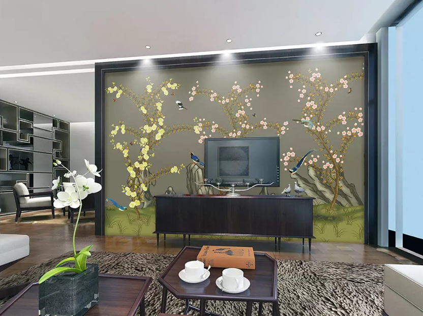 3D Ink Painting Stone Bird 1154 Wallpaper AJ Wallpaper 2