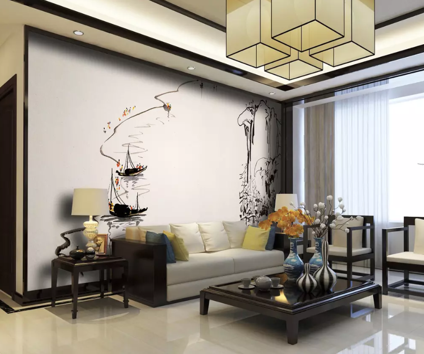 3D Ink Painting Boat 1116 Wallpaper AJ Wallpaper 2