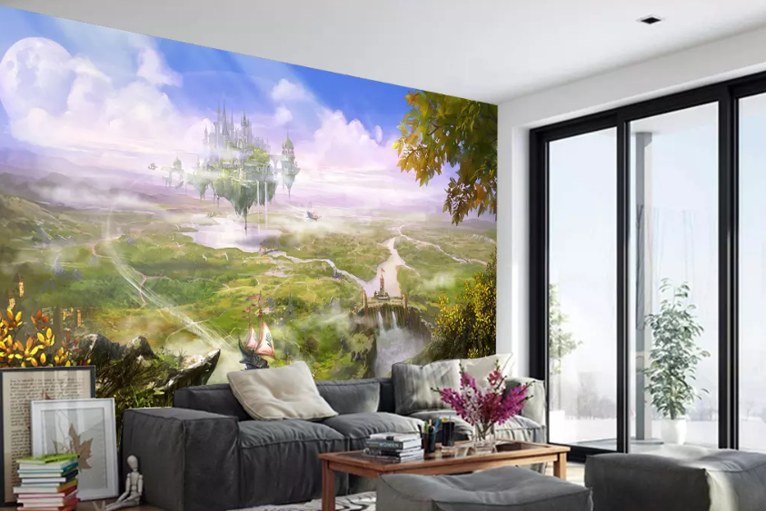 3D Aerial Castle Ship 1064 Wallpaper AJ Wallpaper 2