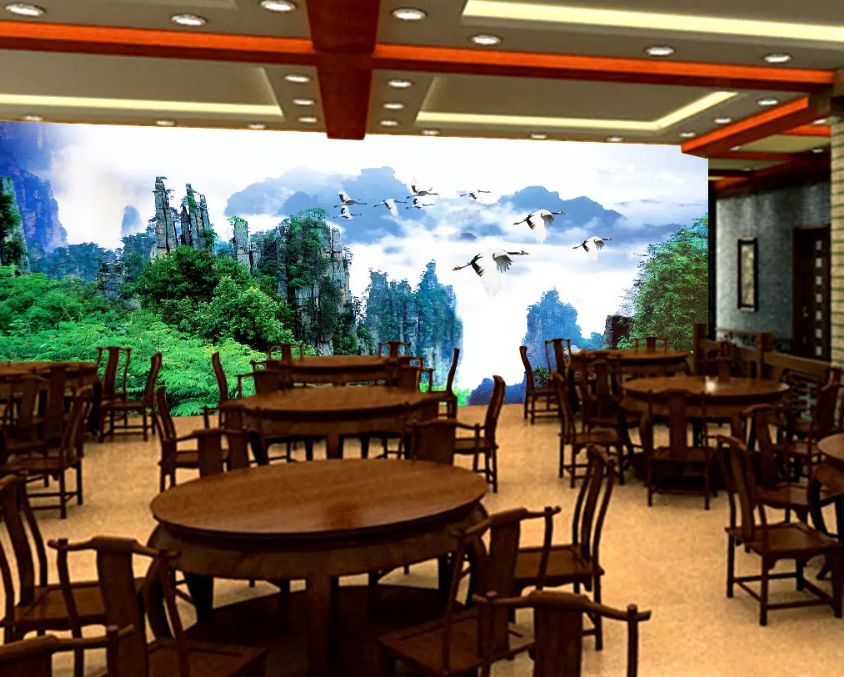 3D Mountain Forest Crane 1028 Wallpaper AJ Wallpaper 2