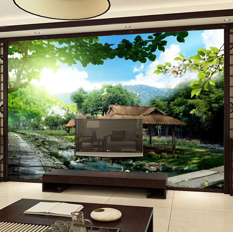 3D Sunshine River Pavilion 1023 Wallpaper AJ Wallpaper 2