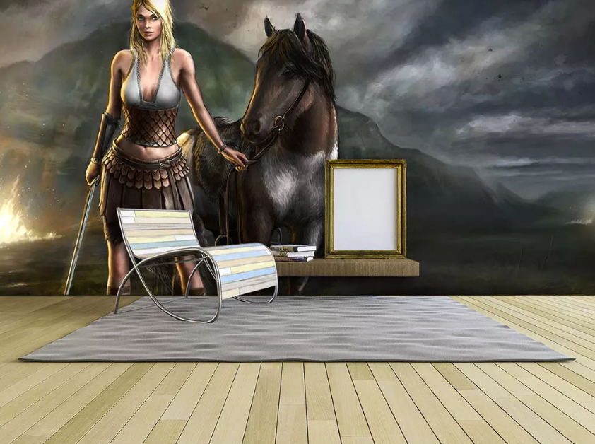 3D Female Warrior Horse 1012 Wallpaper AJ Wallpaper 2