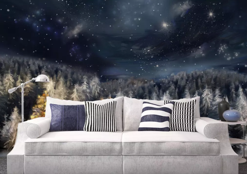 3D Starry Sky Forest 1001 Wallpaper AJ Wallpaper 2