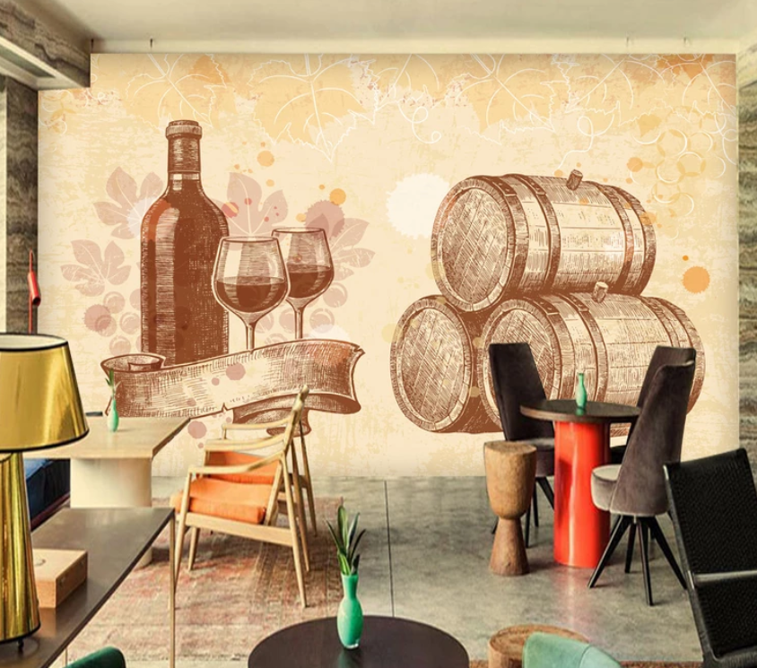 3D Wine Barrel 969 Wallpaper AJ Wallpaper 2