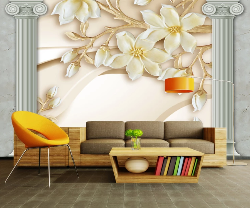 3D Sculpture White Flower 957 Wallpaper AJ Wallpaper 2