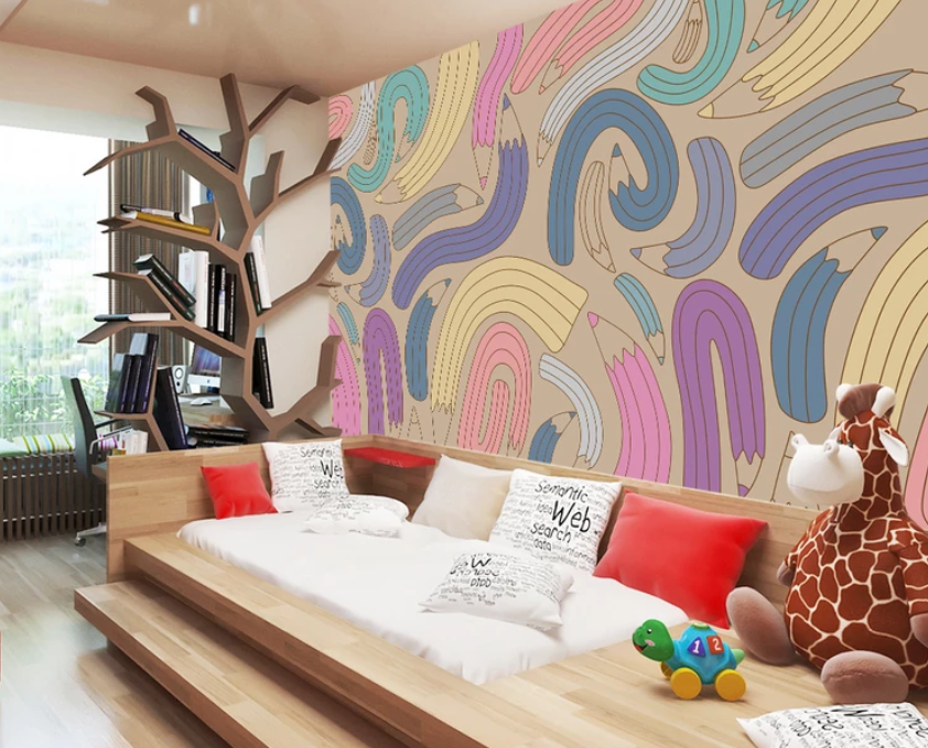 3D Colored Curved Pencil 937 Wallpaper AJ Wallpaper 2