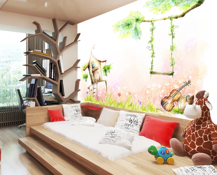 3D Cottage Swing 925 Wallpaper AJ Wallpaper 2