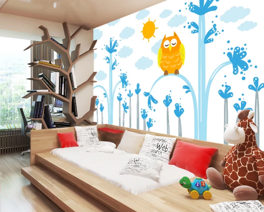 3D Sun Owl Sleeping 918 Wallpaper AJ Wallpaper 2