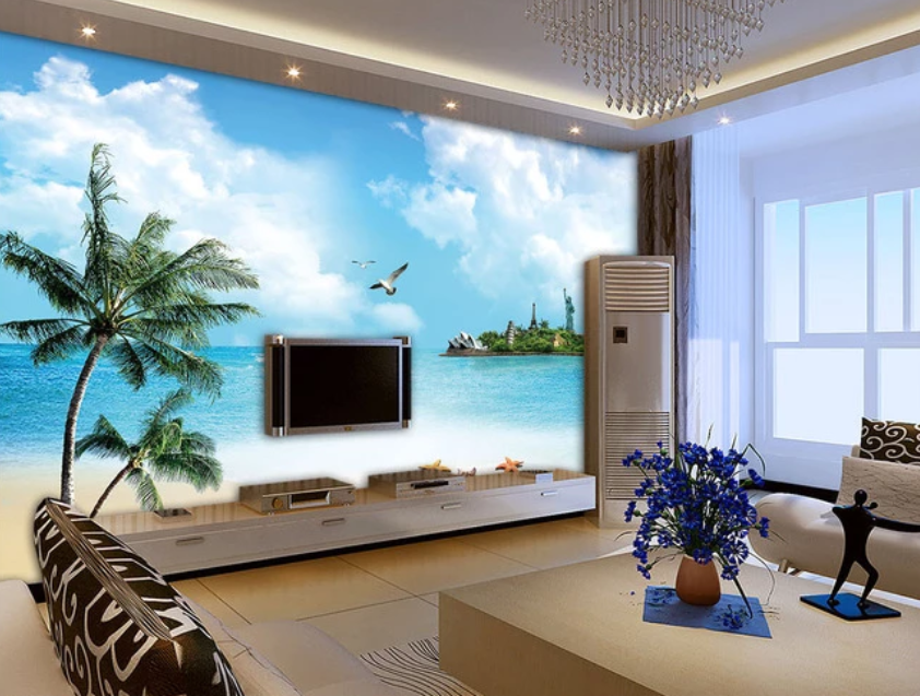 3D Coconut Tree Starfish Island 852 Wallpaper AJ Wallpaper 2