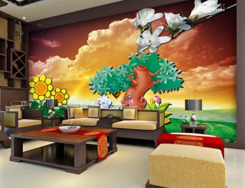 3D Cartoon Tree Flower 833 Wallpaper AJ Wallpaper 2