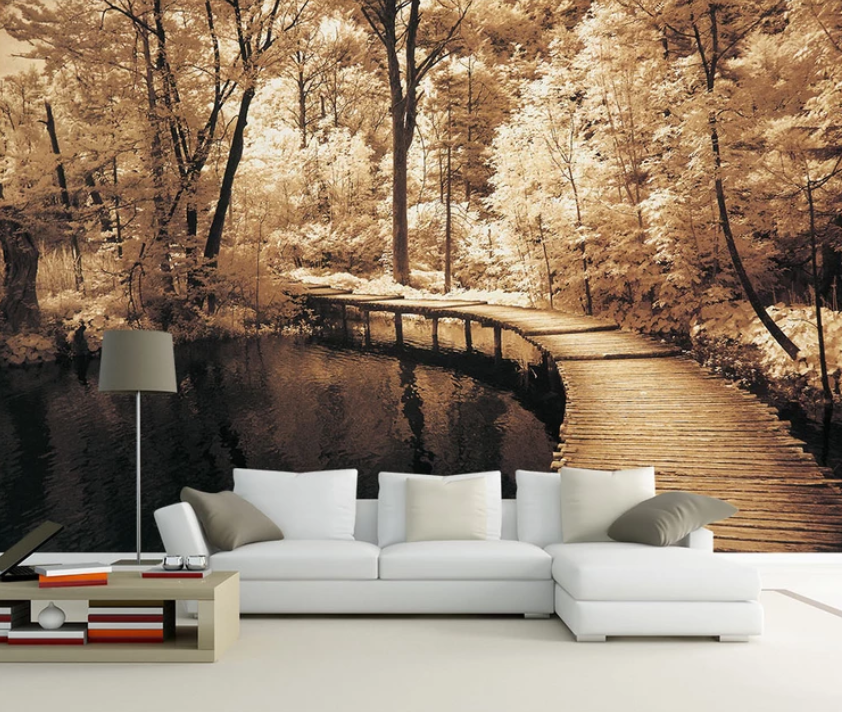 3D Forest Wooden Bridge 762 Wallpaper AJ Wallpaper 2